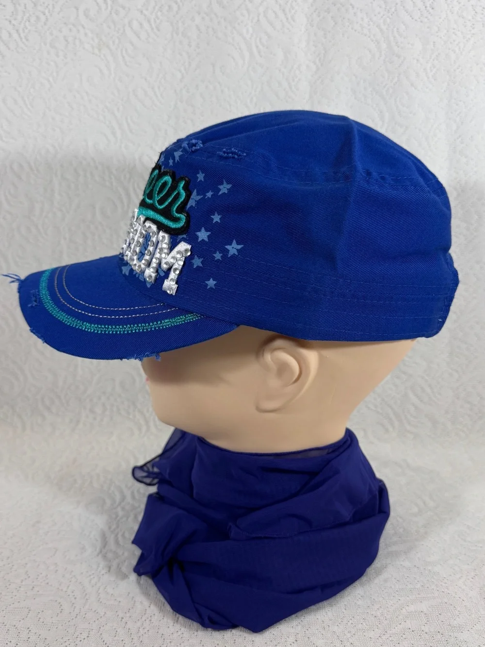 New With Tag Cheer Mom Embroidered Blue women Cap Hat